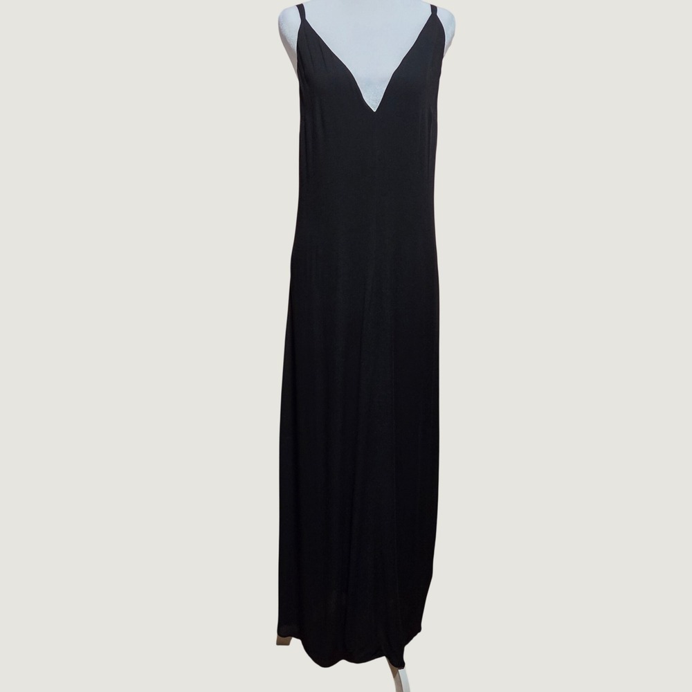 Reformation Black Deep V-Neck Open Back Maxi Dress Evening Gown Formal - Picture 2 of 11